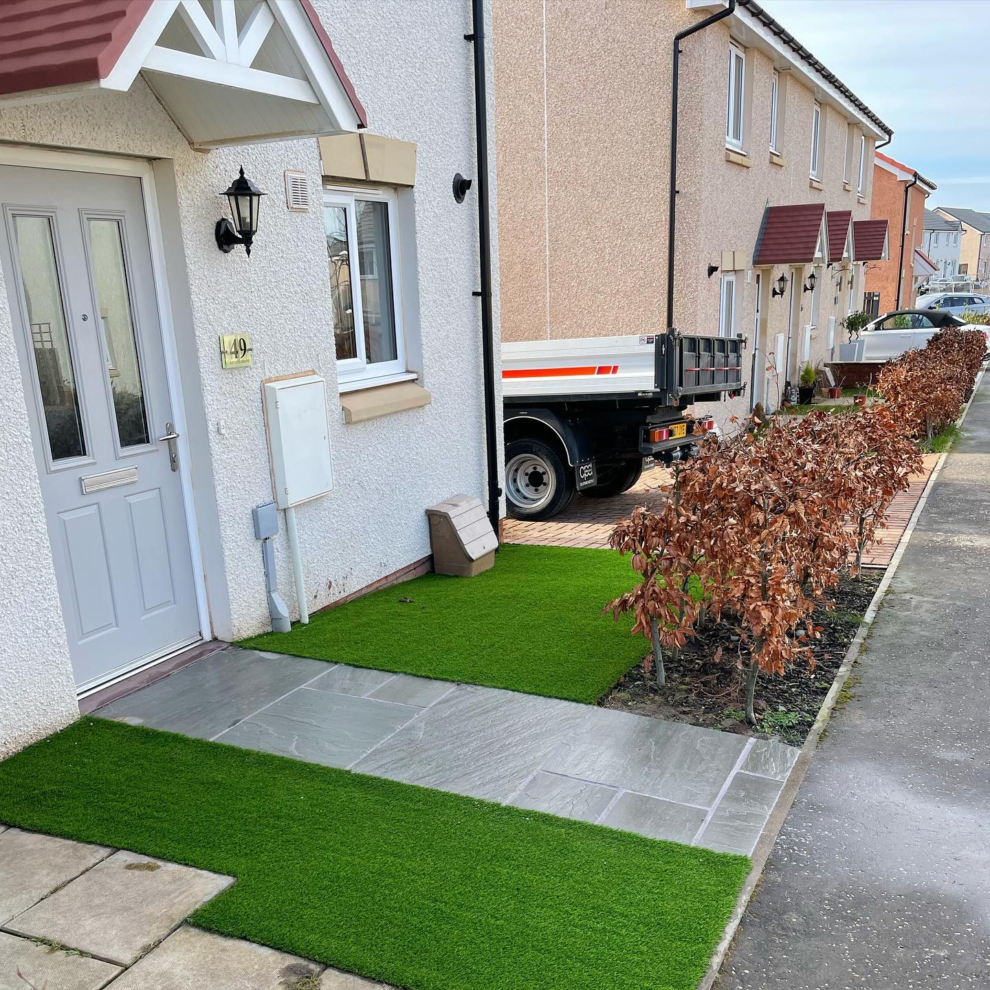 Artificial Grass & Sandstone Garden Path Installed - Edinburgh