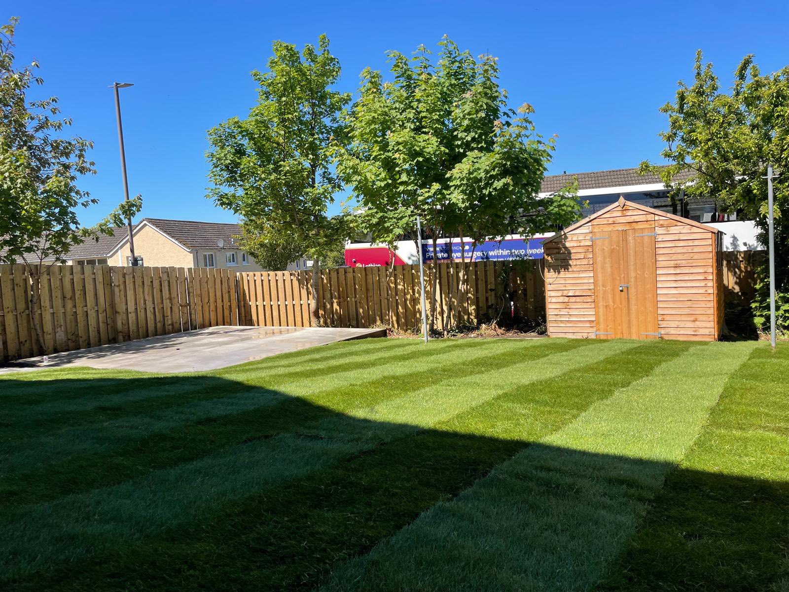 newly turfed back garden