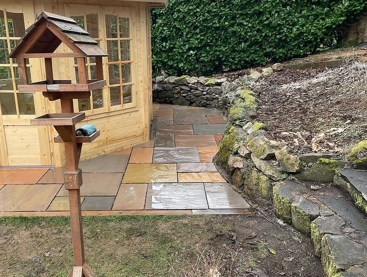 Coloured Slab Patio Installed for Summer House - Borders