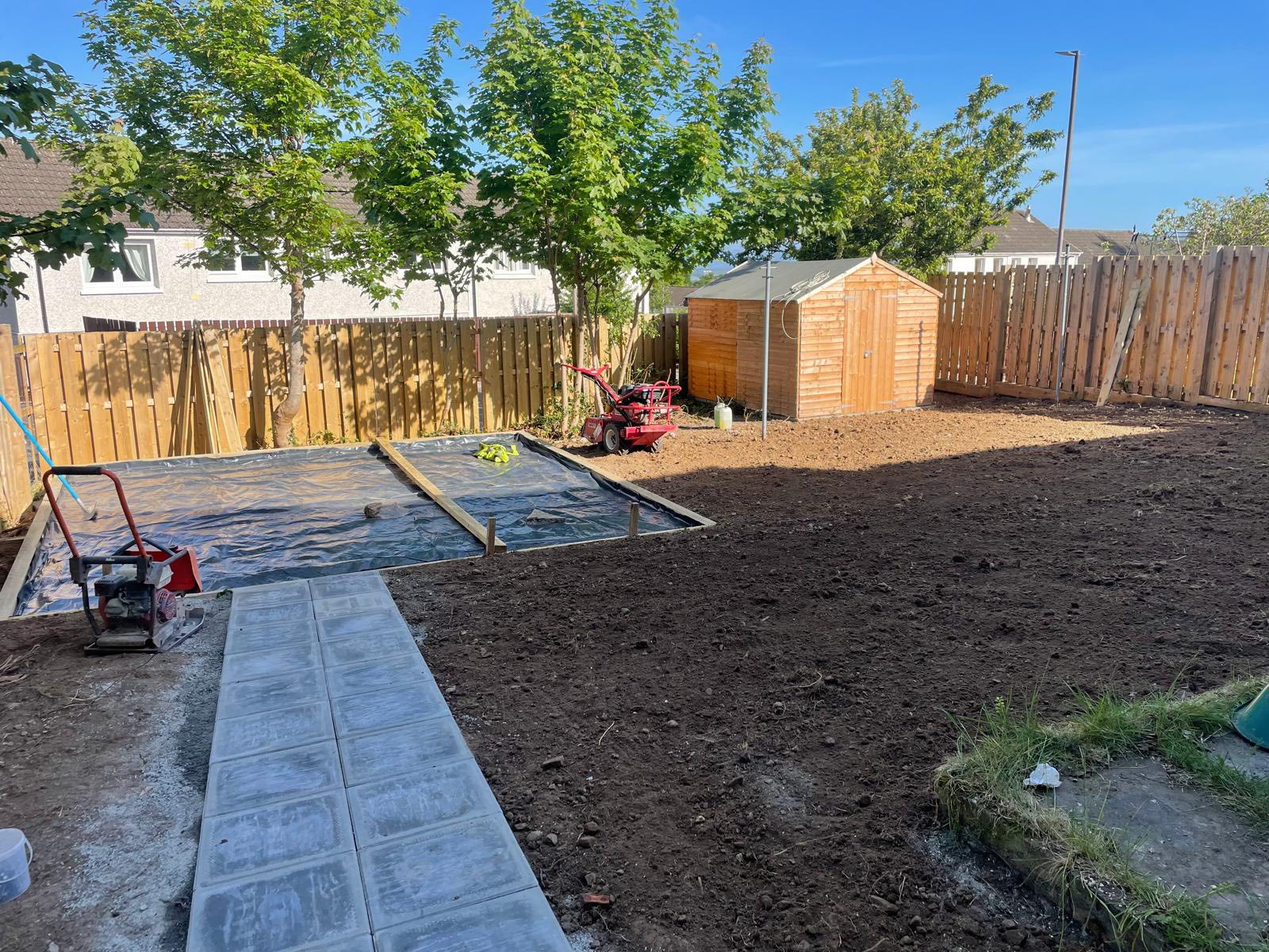 laying out new garden levels before laying turf